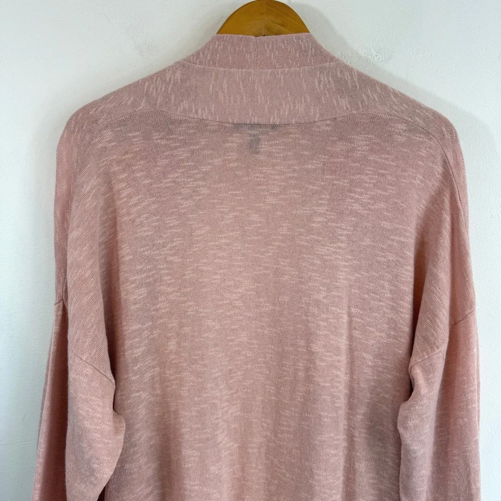 Eileen Fisher Cardigan XL Pink Organic Linen Open Front Minimalist Lagenlook